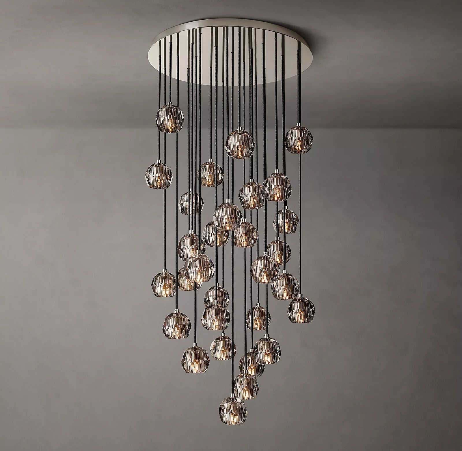 Luxury Boule De Cristal Smoke Glass Ball Round Cluster Chandelier Lighting 30"