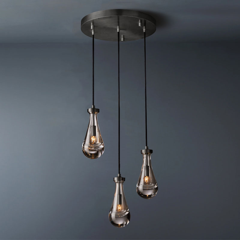 Raindrop Cord Round Chandelier Lights 3-Lights