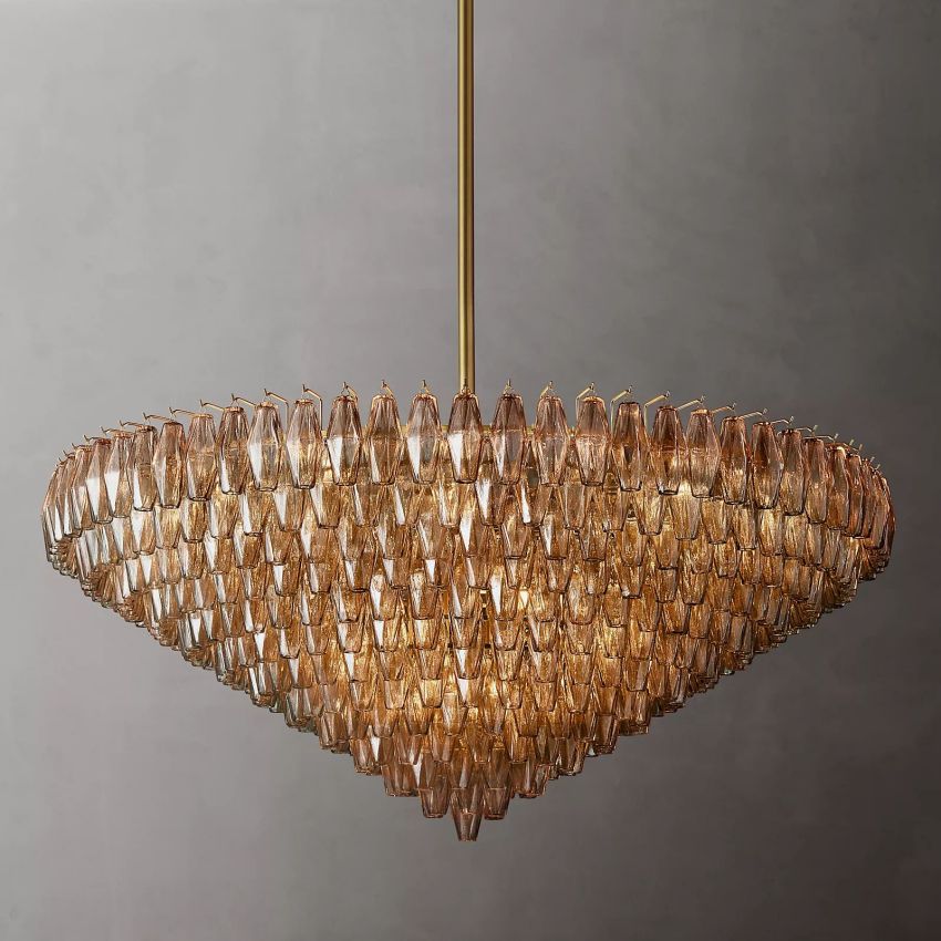 Chiaray Smoke Glass Tiered Round Chandelier Lighting For Dinning Room