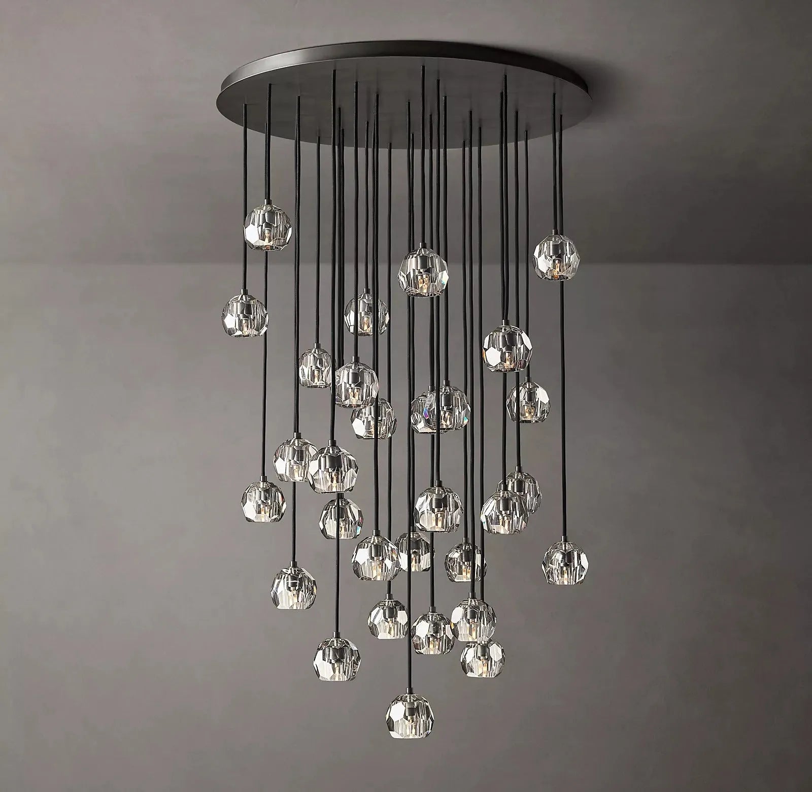 Boule De Cristal Clear Glass Ball Round Cluster Chandelier Light 40"