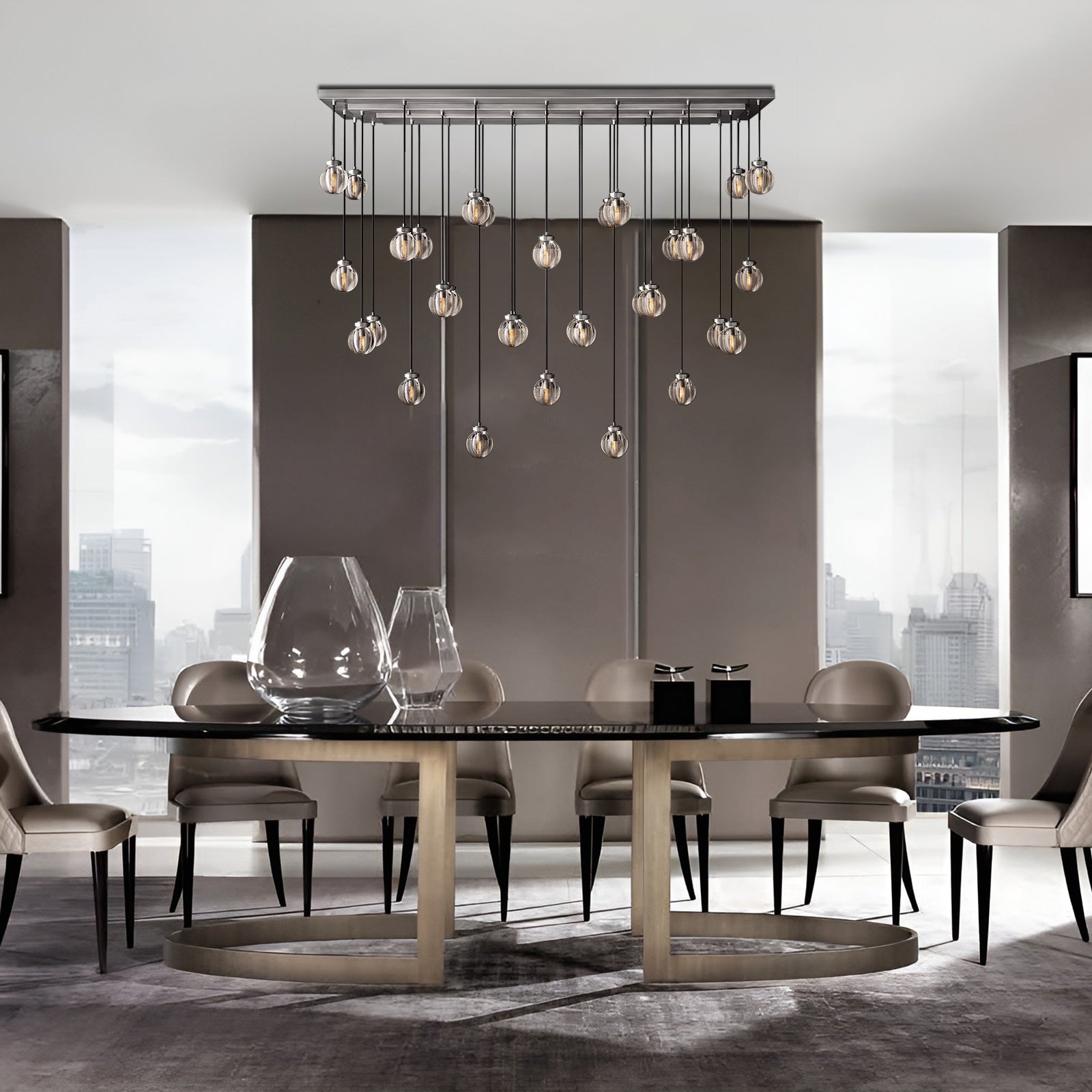 Classic Pearl Linear Chandelier 72" Luxury Vintage Lighting for Living Room