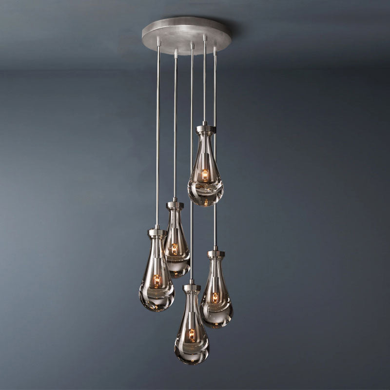 Raindrop Rod Round Chandelier Lights 5-Lights