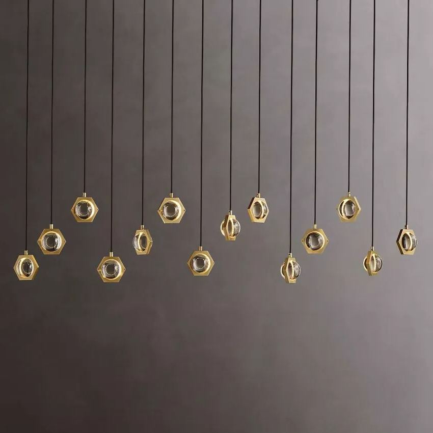Éclatant Vintage Rectangular Linear Chandelier Lighting 54"
