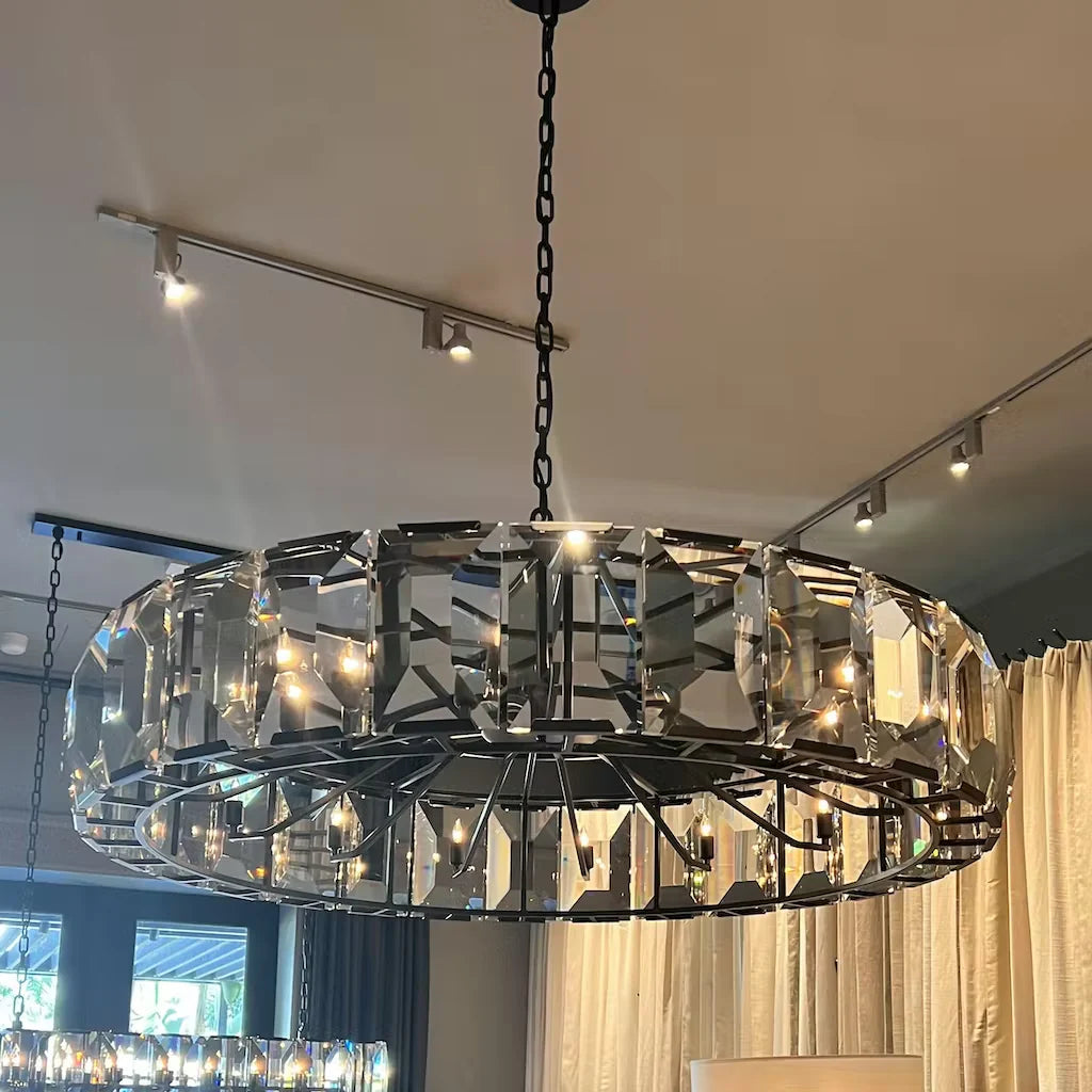 Harlowe Crystal Round Chandelier Lighting 43"