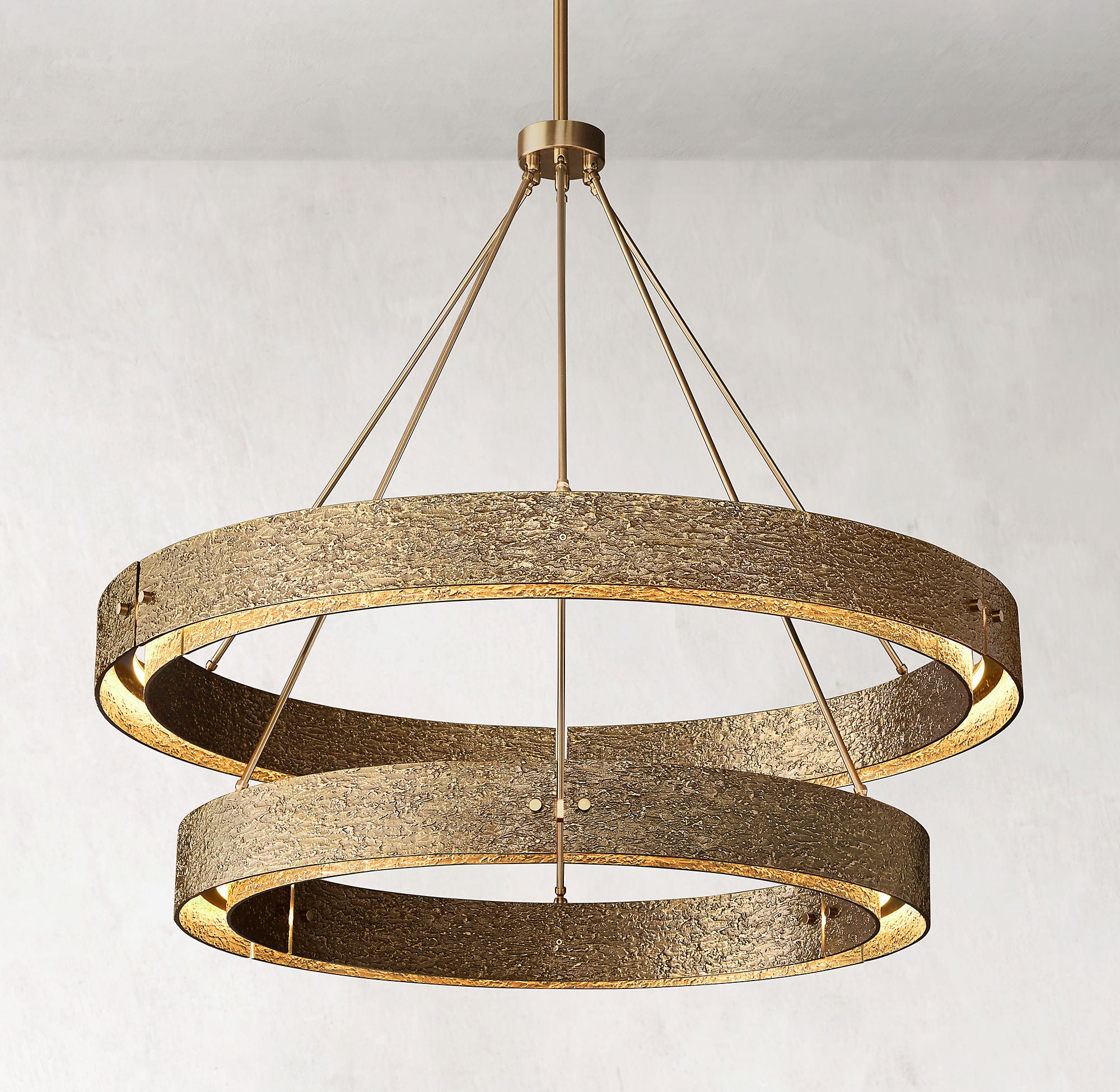 Vouvray 2-Tier Round Brass Chandelier Lighting D60" for Living Room