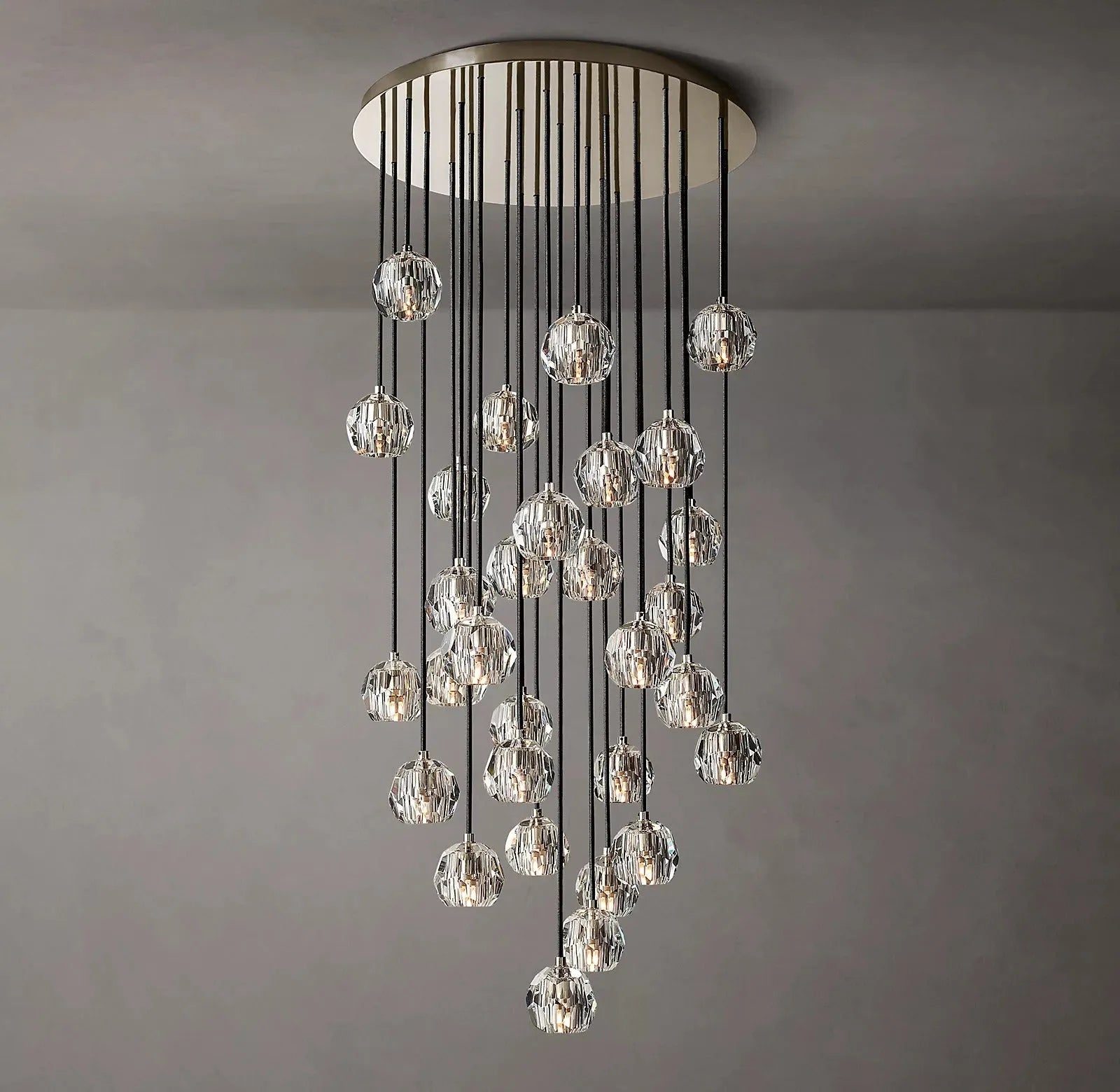 Boule De Cristal Clear Glass Ball Round Cluster Chandelier Lighting 30"