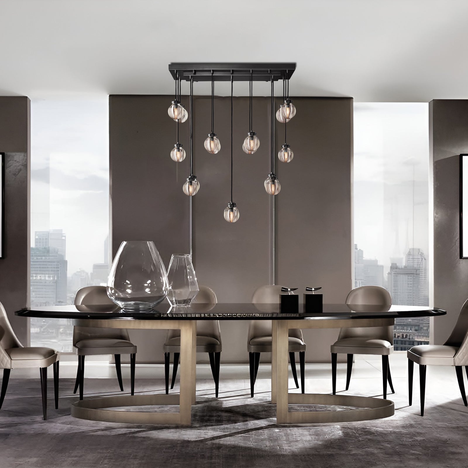 Pearl Linear Chandelier 36" Modern Vintage Dining Room Light