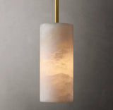 Hand Carved Alabaster Cylinder Pendant Light Modern