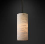 Hand Carved Alabaster Cylinder Pendant Light Modern