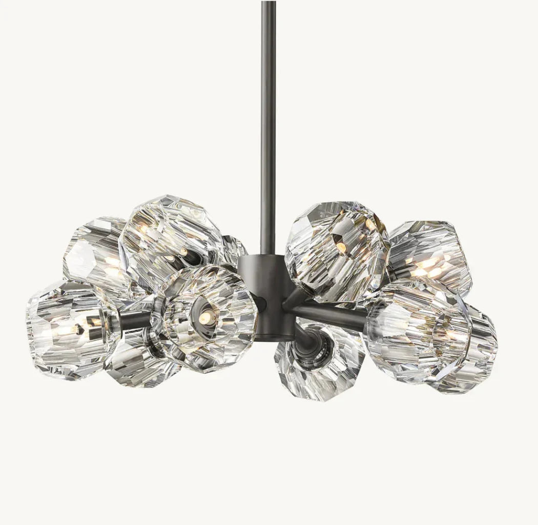 Boule De Cristal Clear Glass Round Chandelier Lighting 24"