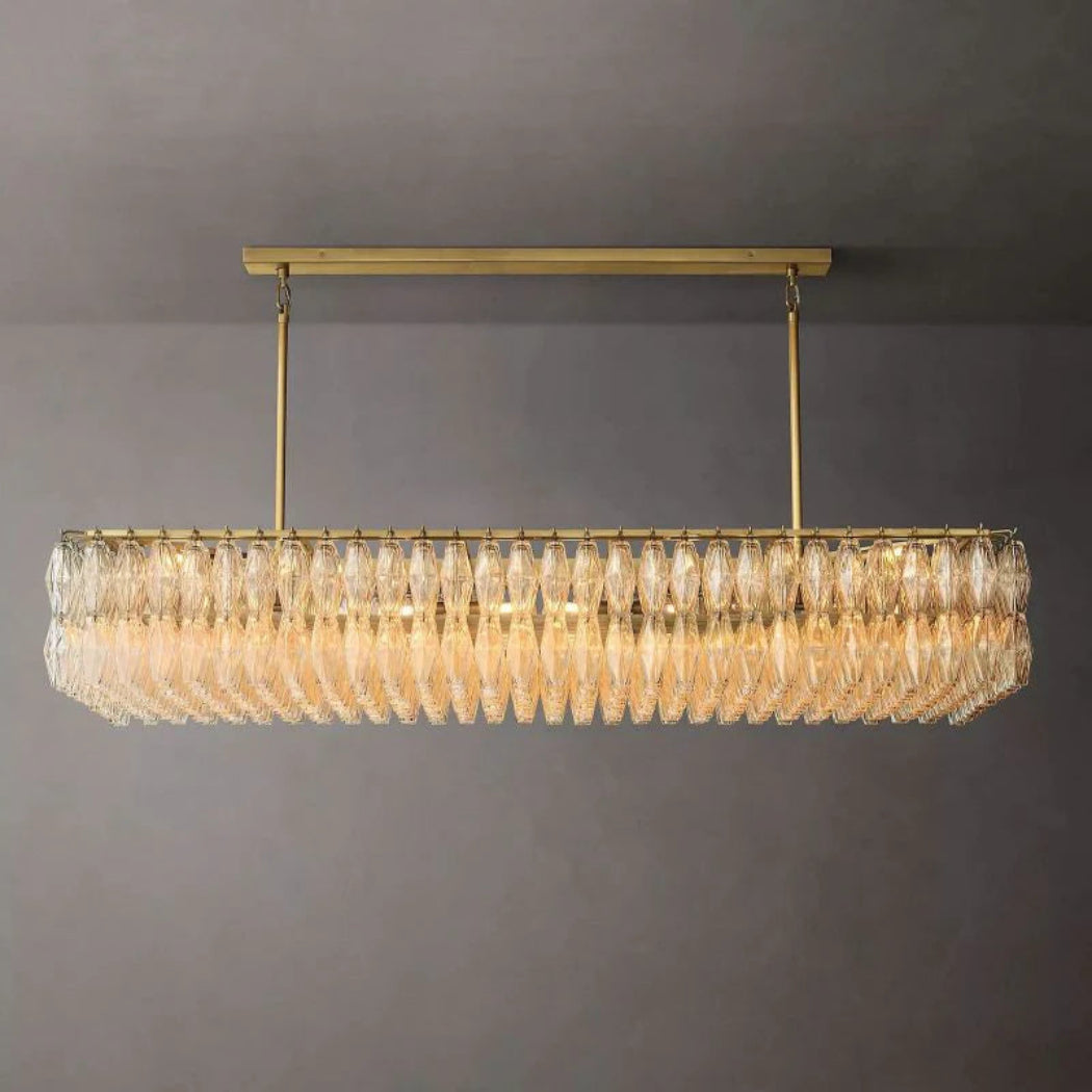 Chiaray Clear Glass Rectangular Chandelier Lighting 74"