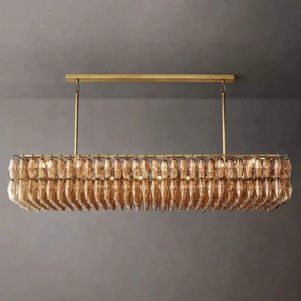 Chiaray Smoke Glass Rectangular Chandelier Lighting 74"