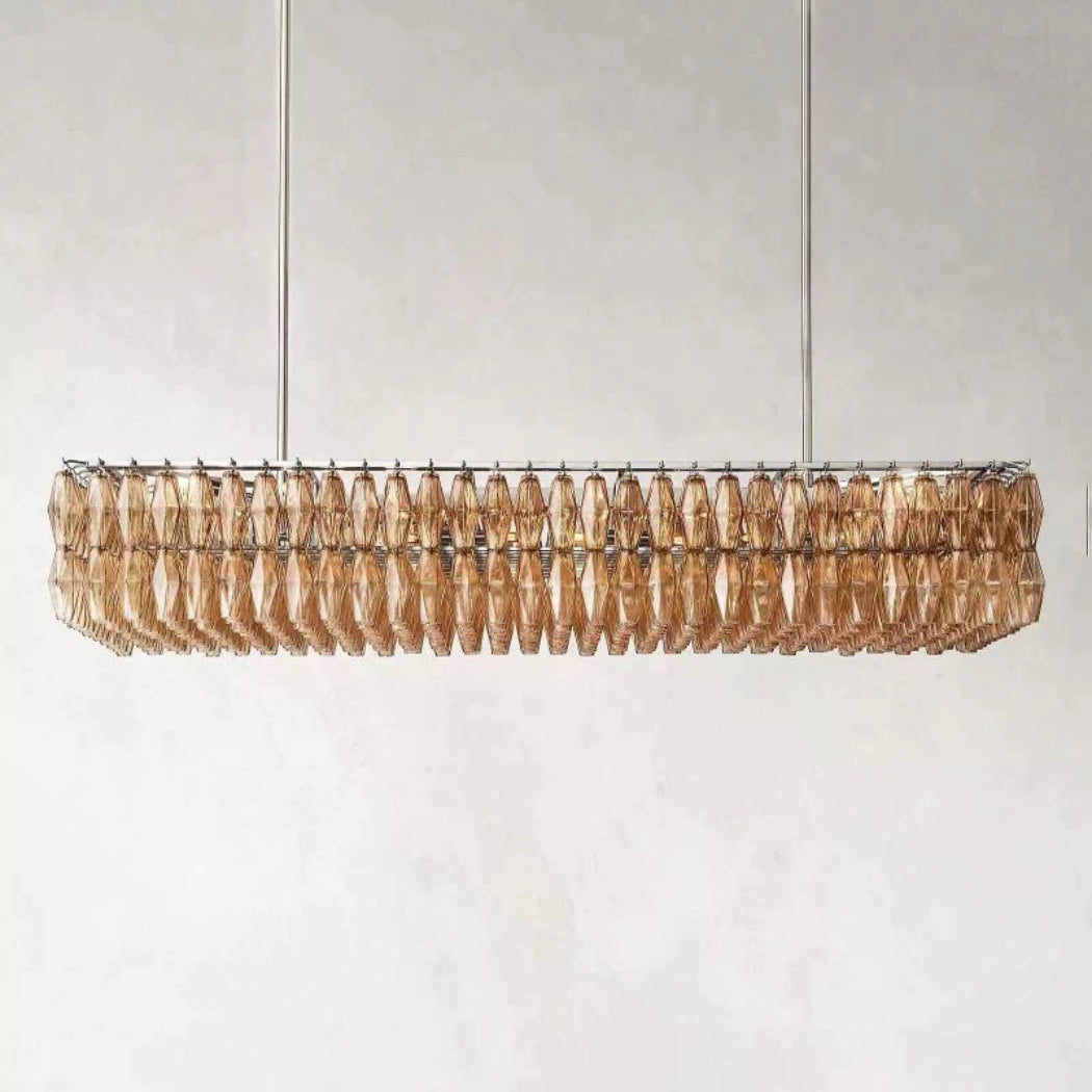 Chiaray Smoke Glass Rectangular Chandelier Lighting 74"
