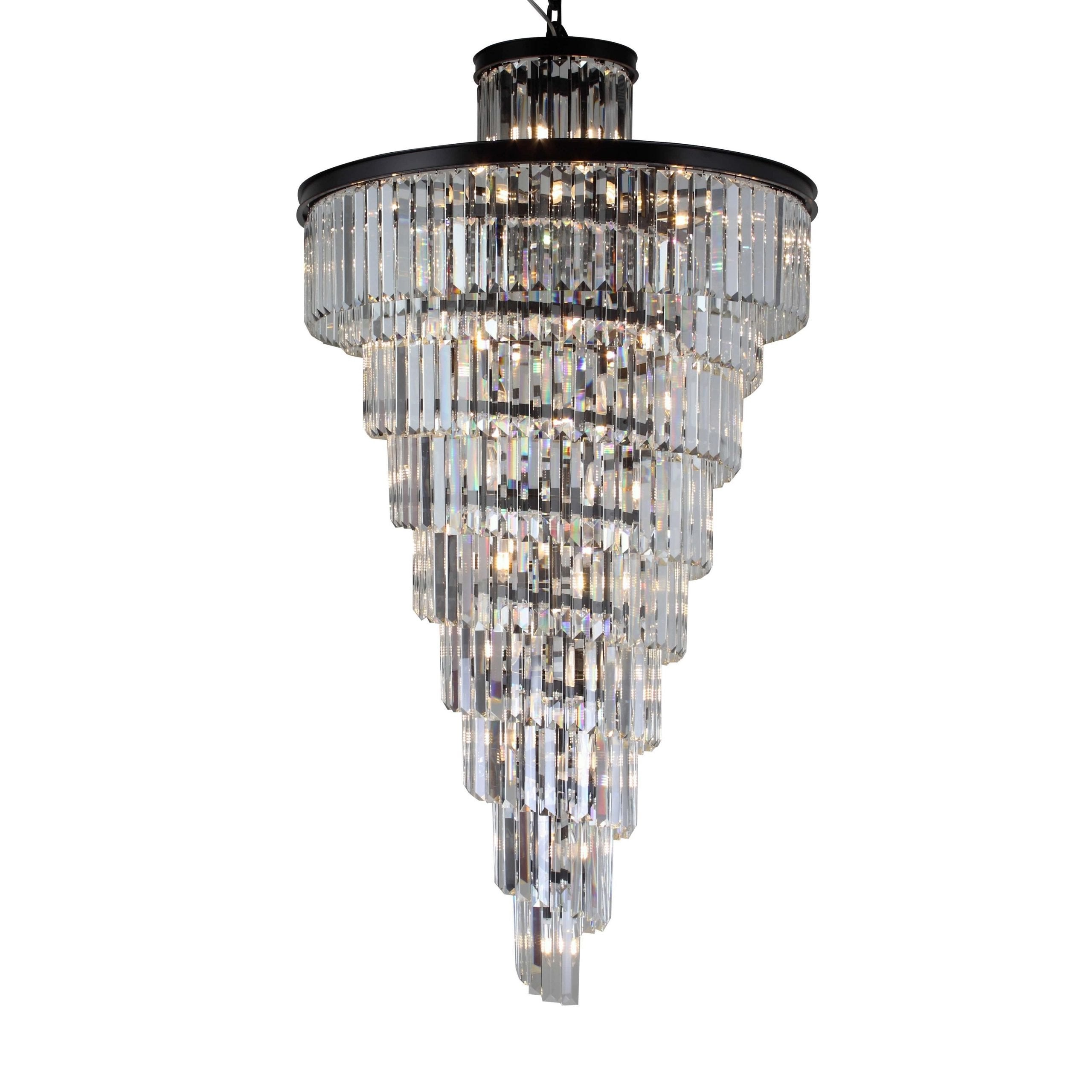 Odeon Spiral Tiered/ Layered Crystal Fringe Chandelier Lighting For Living Room