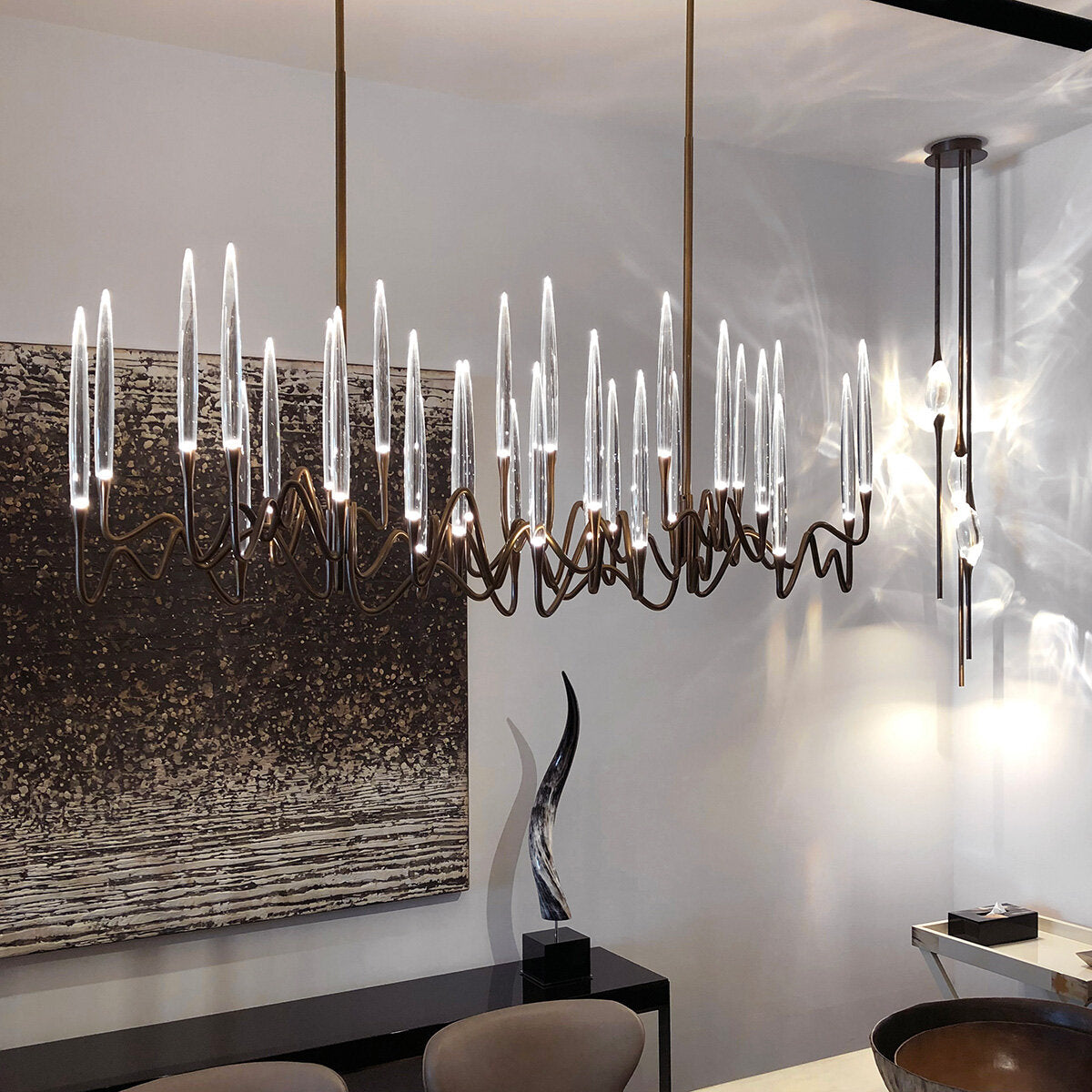 Large Candle Linear Modern Dining Room Chandelier Lighting Fixtures For Living Room