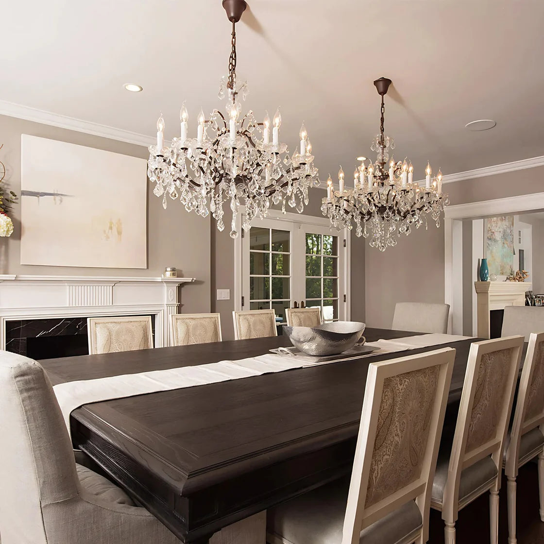 Rococo Iron & Crystal Luxury Round Chandelier 33''