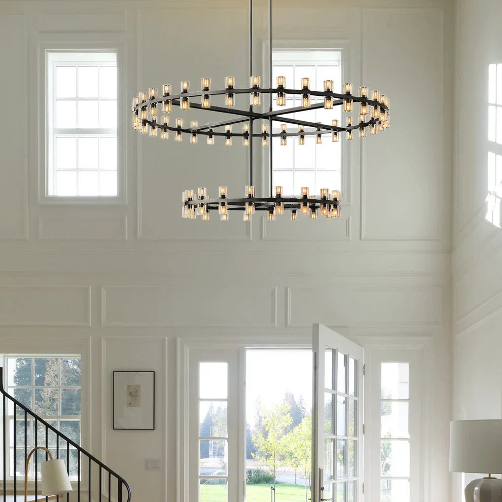 Arcachones LED Luxury Round Two-Tier Chandelier 60