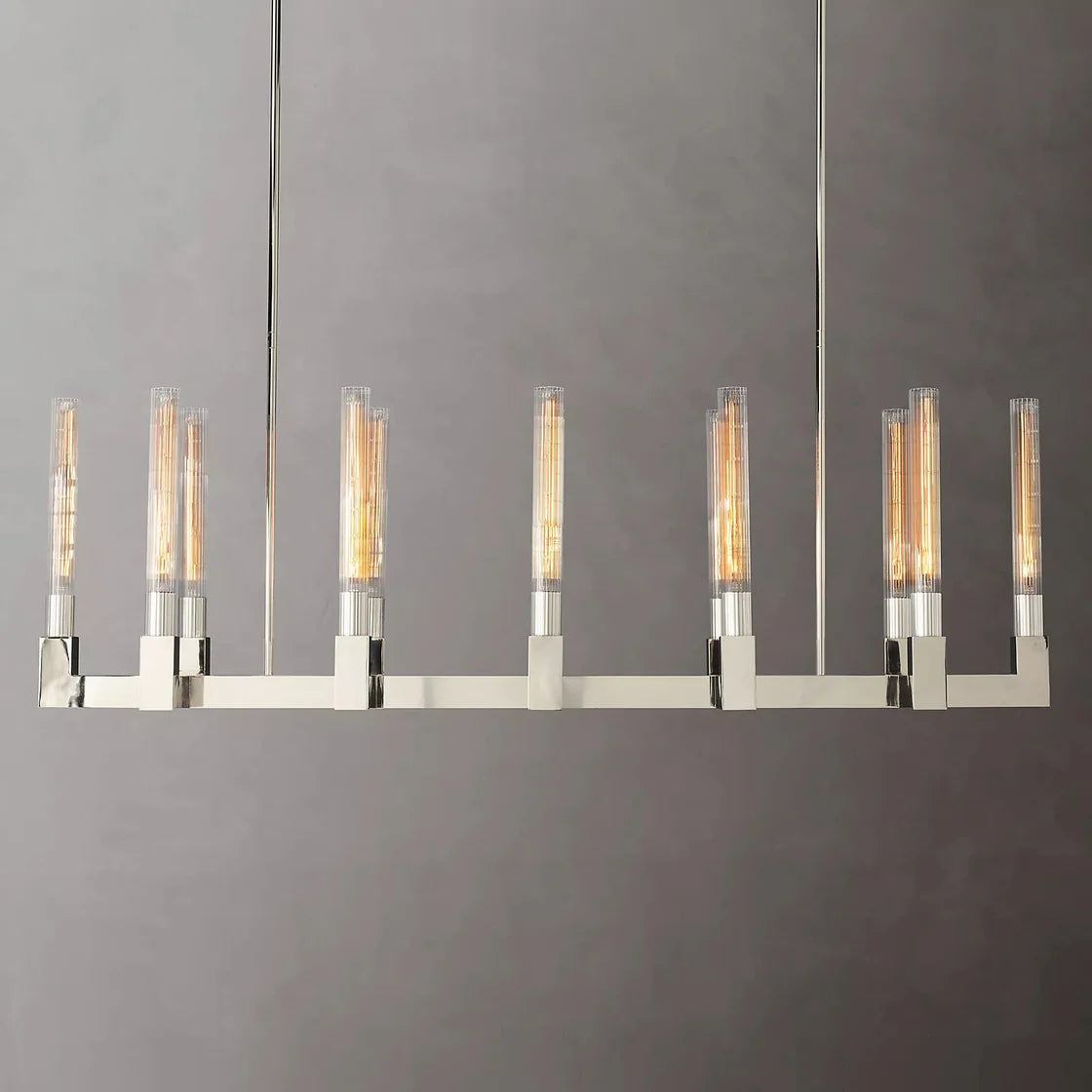 Cannele Candlestick Linear Chandelier Light 55" Vintage