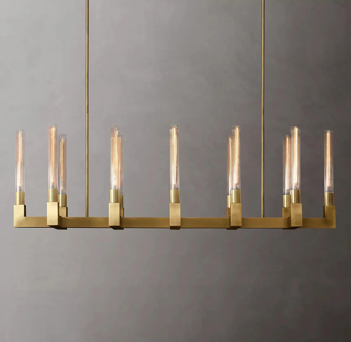 Cannele Candlestick Linear Chandelier Light 55" Vintage