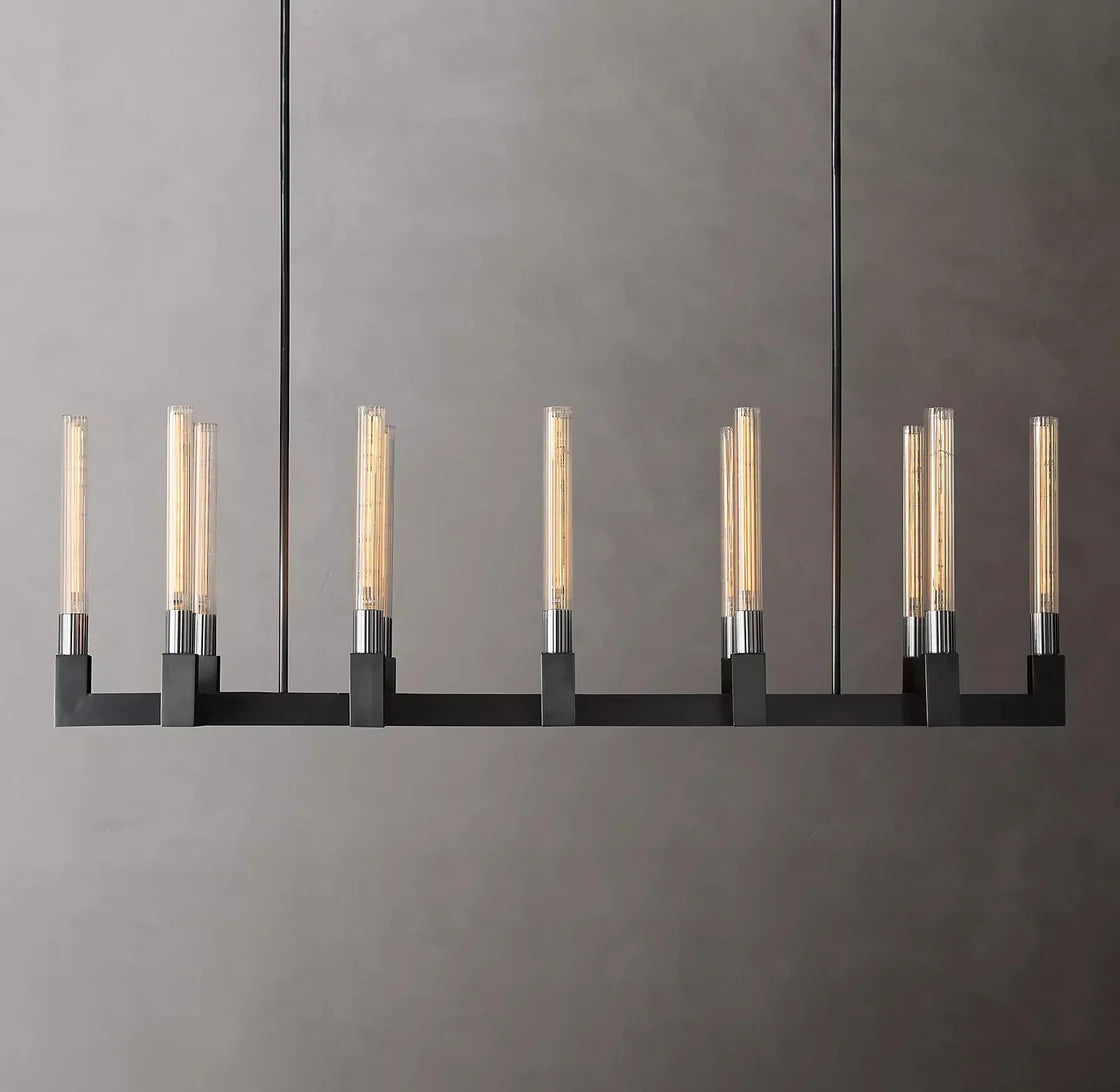Cannele Candlestick Linear Chandelier Light 55" Vintage