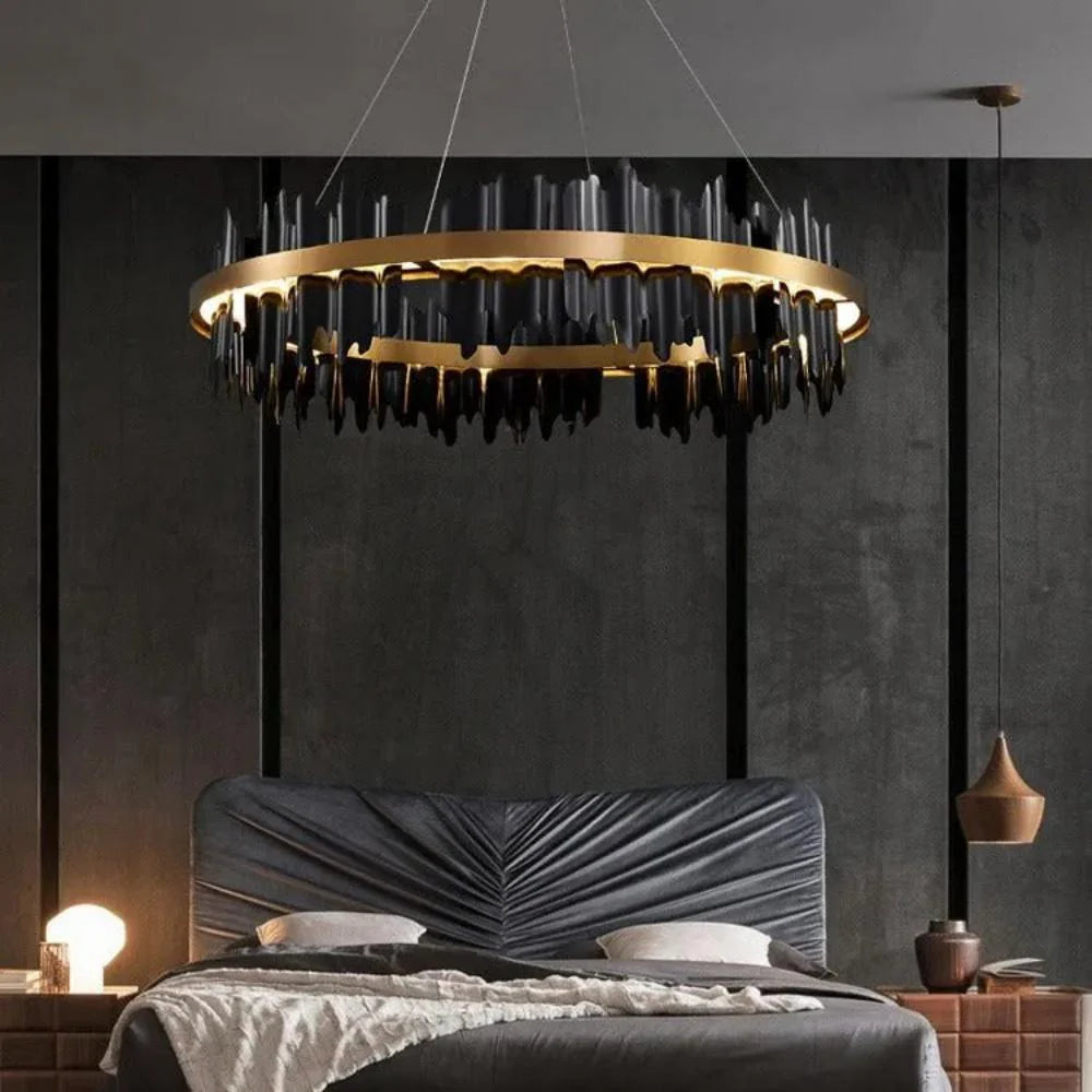 Flowing Hills and Valleys LED Round Modern Light Fixtures, Living Room Chandelier