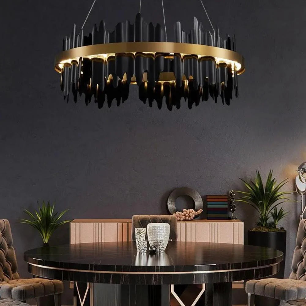 Flowing Hills and Valleys LED Round Modern Light Fixtures, Living Room Chandelier