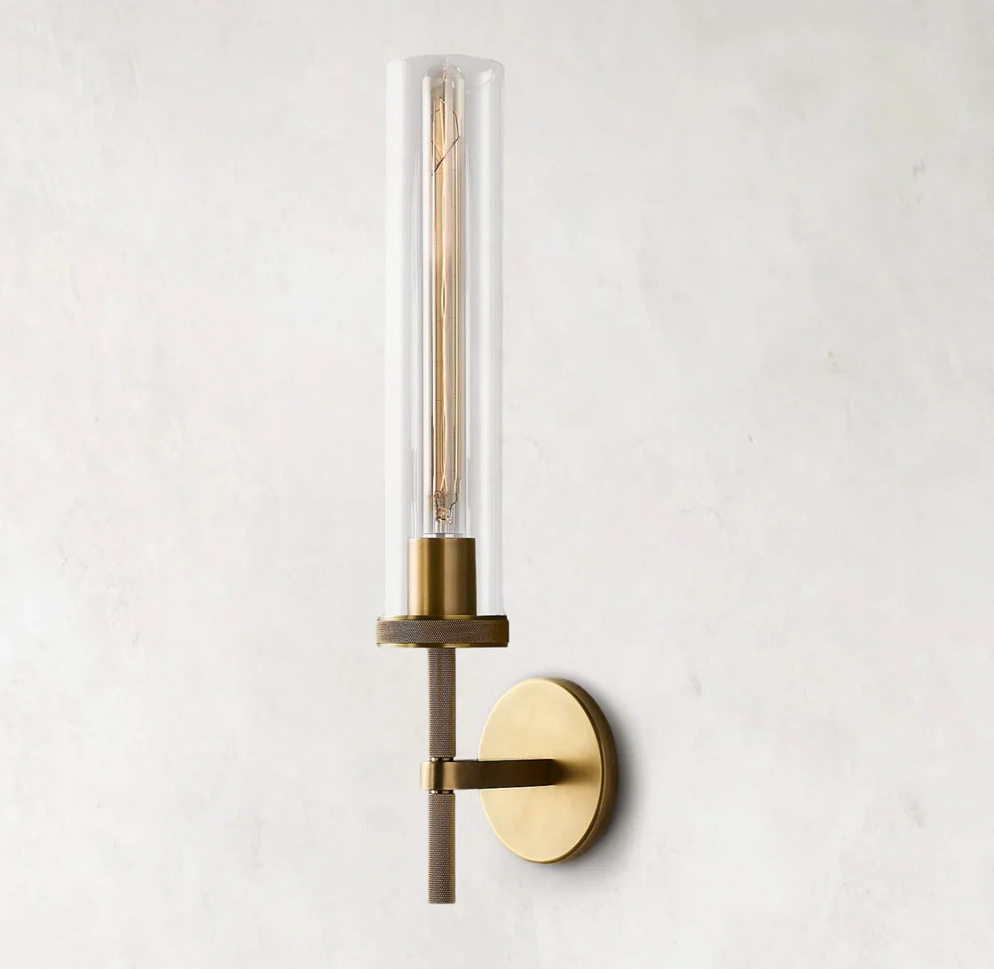 Lambeths Knurled Grand Sconce, Long Torch Knurled Contemporary Bedroom Wall Sconce