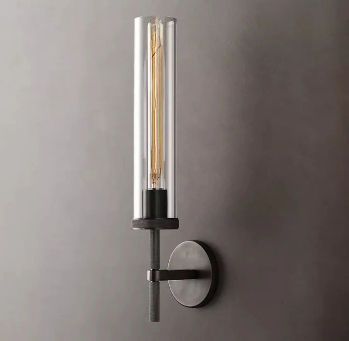 Lambeths Knurled Grand Sconce, Long Torch Knurled Contemporary Bedroom Wall Sconce