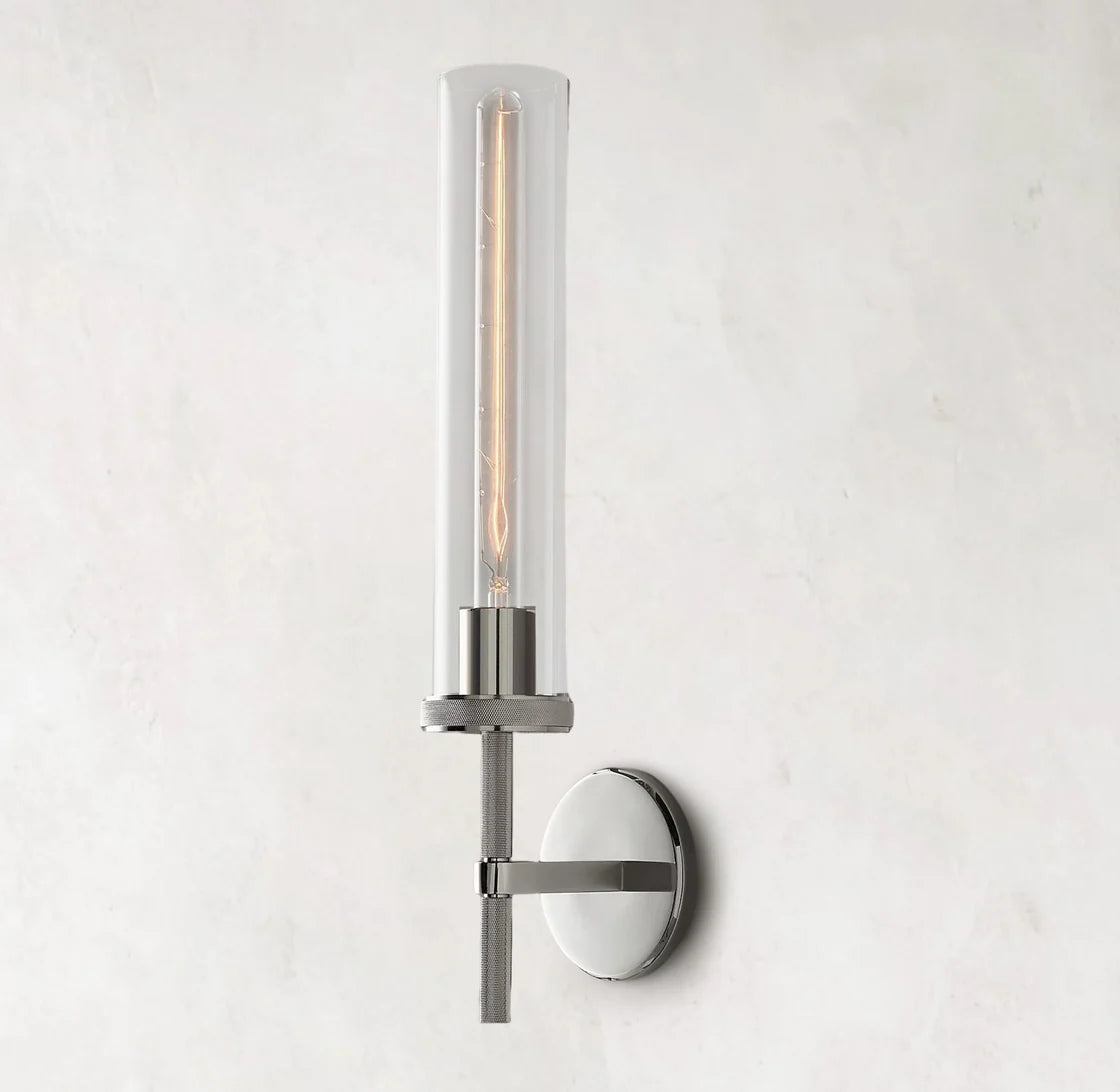 Lambeths Knurled Grand Sconce, Long Torch Knurled Contemporary Bedroom Wall Sconce