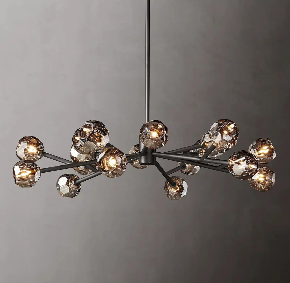 Boule De Cristal Smoke Glass Ball Contemporary Round Chandelier Lighting 48"