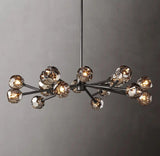 Boule De Cristal Smoke Glass Ball Contemporary Round Chandelier Lighting 48"