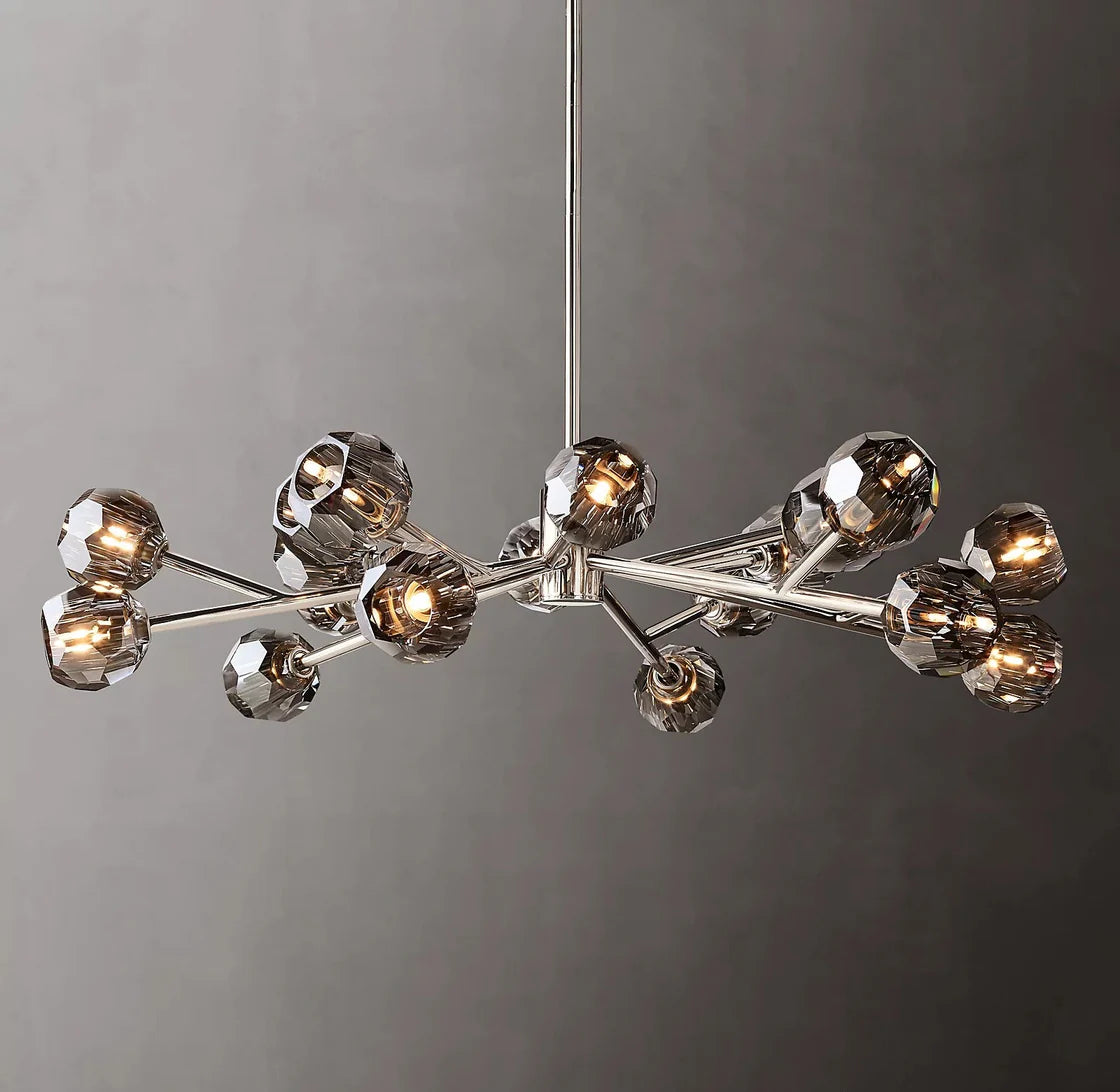 Boule De Cristal Smoke Glass Ball Contemporary Round Chandelier Lighting 48"