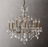 Rococo Iron Crystal Round Chandelier Light 28" Vintage