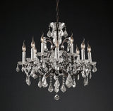 Rococo Iron Crystal Round Chandelier Light 28" Vintage