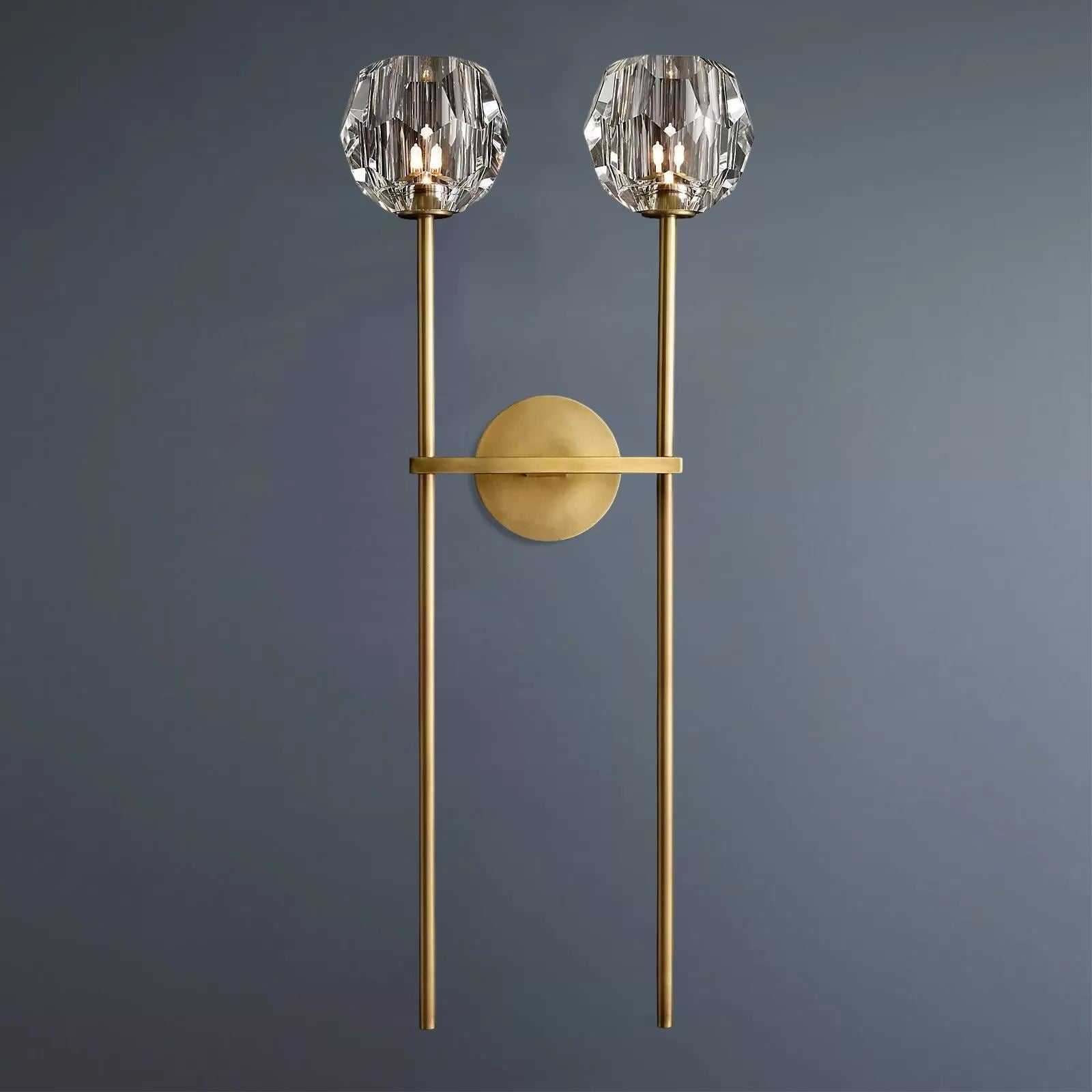 Boule De Crystal Ball Clear/Smoke Glass Grand Double-Head Wall Sconce Lighting for Living Room