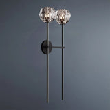 Boule De Crystal Ball Clear/Smoke Glass Grand Double-Head Wall Sconce Lighting for Living Room