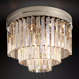 Living Room 1920s Odeon Modern K9 Crystal Flushmount Chandelier Light, Round LED Ceiling Light