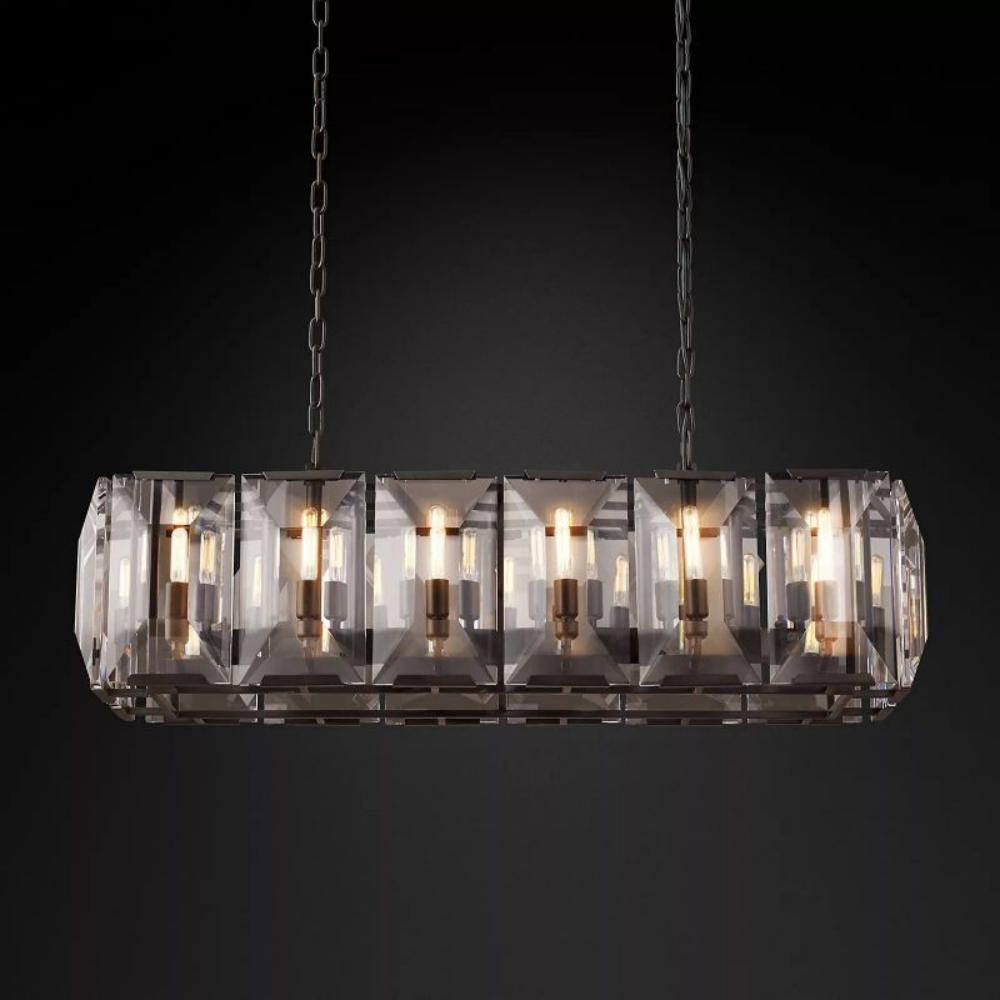 Harlowe Crystal Rectangular Chandelier Lights 42"