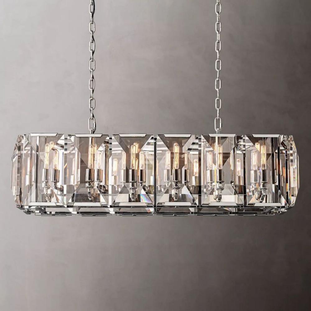 Harlowe Crystal Rectangular Chandelier Lights 42"