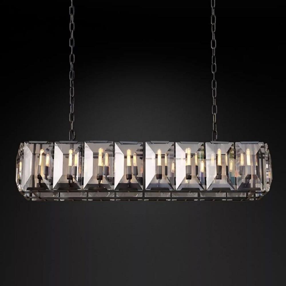 Harlowe Crystal Rectangular Chandelier Lighting 54"