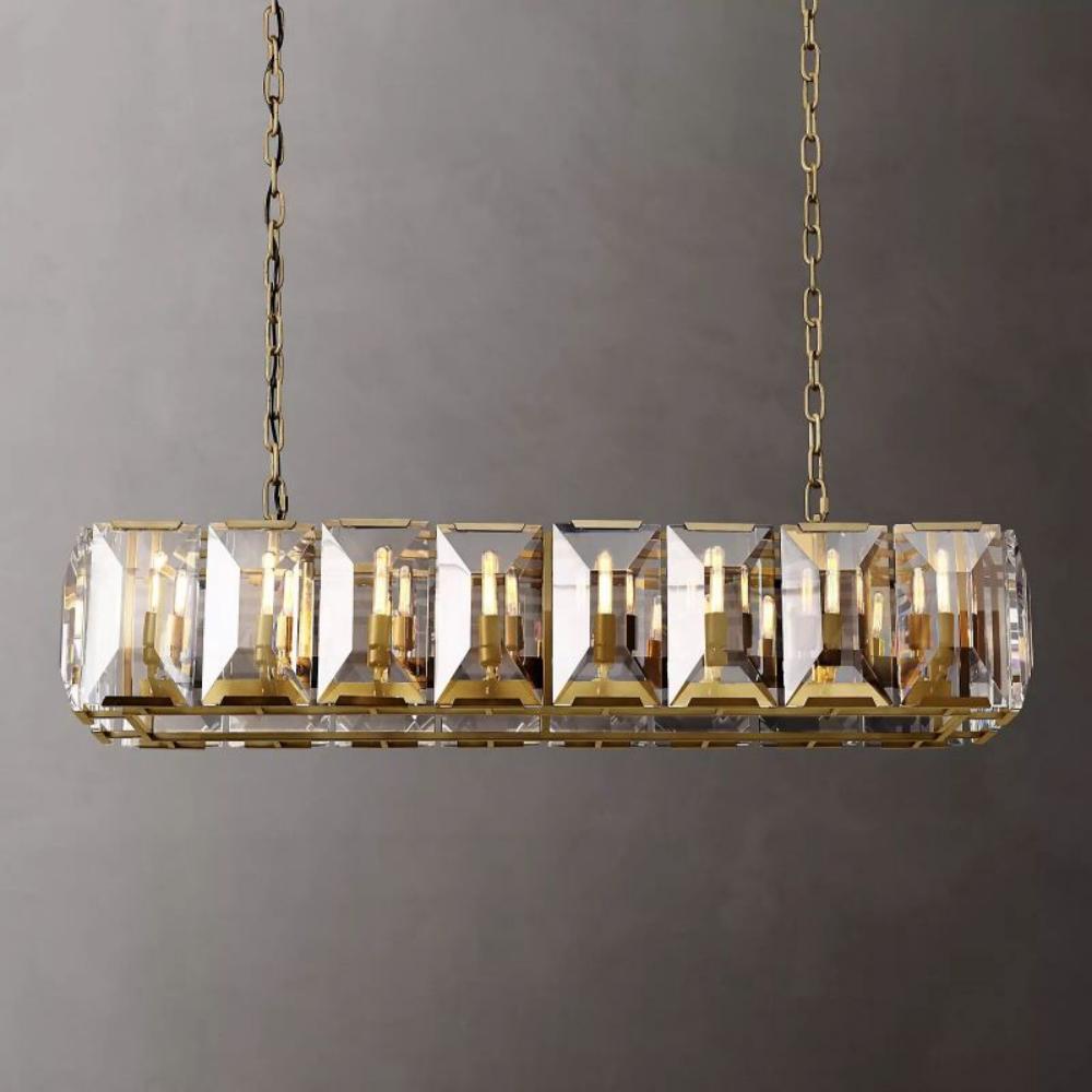 Harlowe Crystal Rectangular Chandelier Lighting 54"