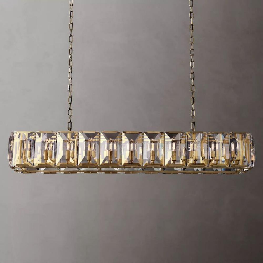 Harlowe Crystal Rectangular Chandelier Lighting 74" For Dining Room
