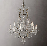 Rococo Iron Crystal Luxury Noble Round Chandelier Lighting 40" for Living Room
