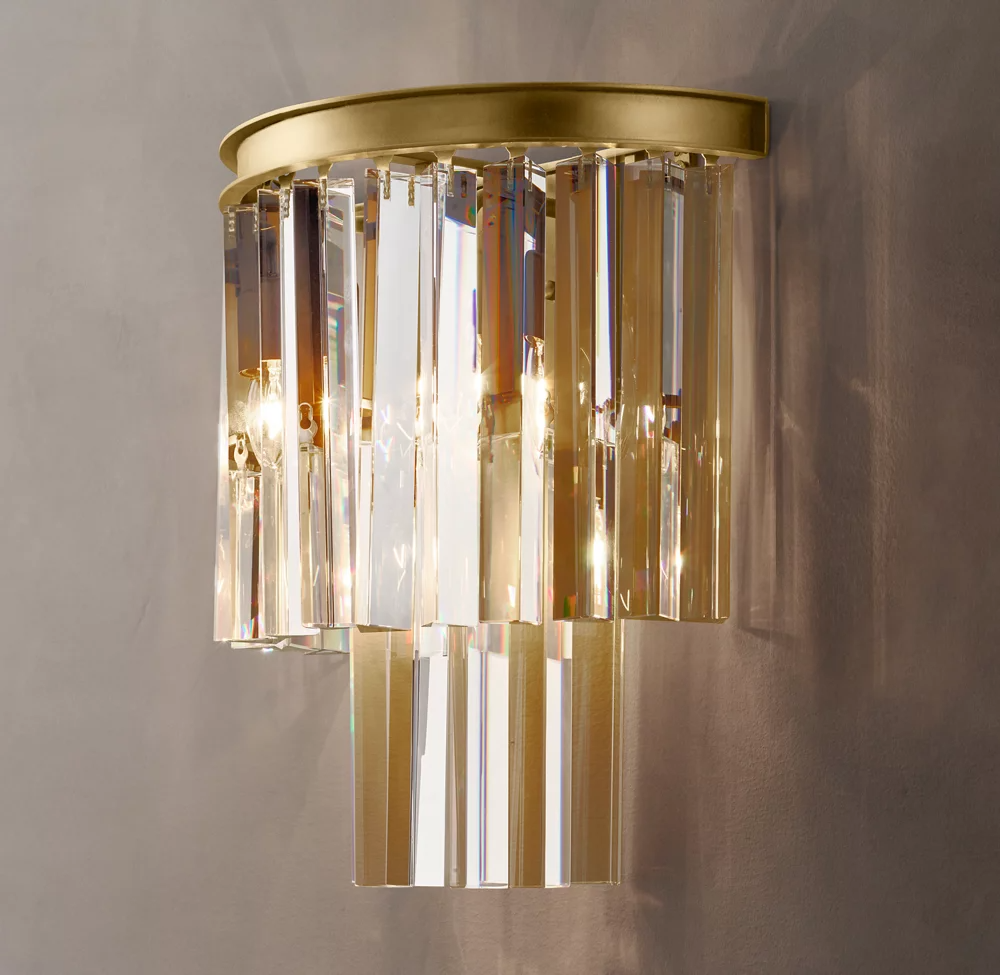 Multi-tier Crystal 1920s Odeon Wall Sconce Light