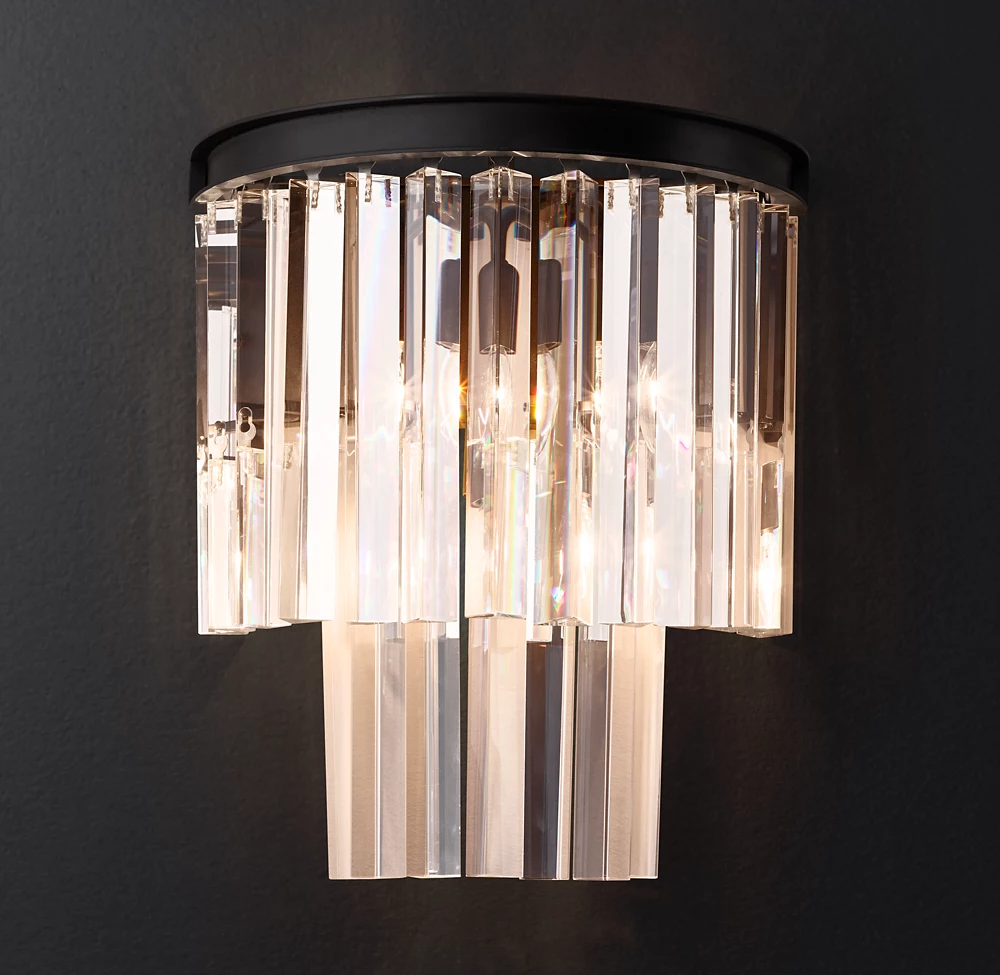 Multi-tier Crystal 1920s Odeon Wall Sconce Light