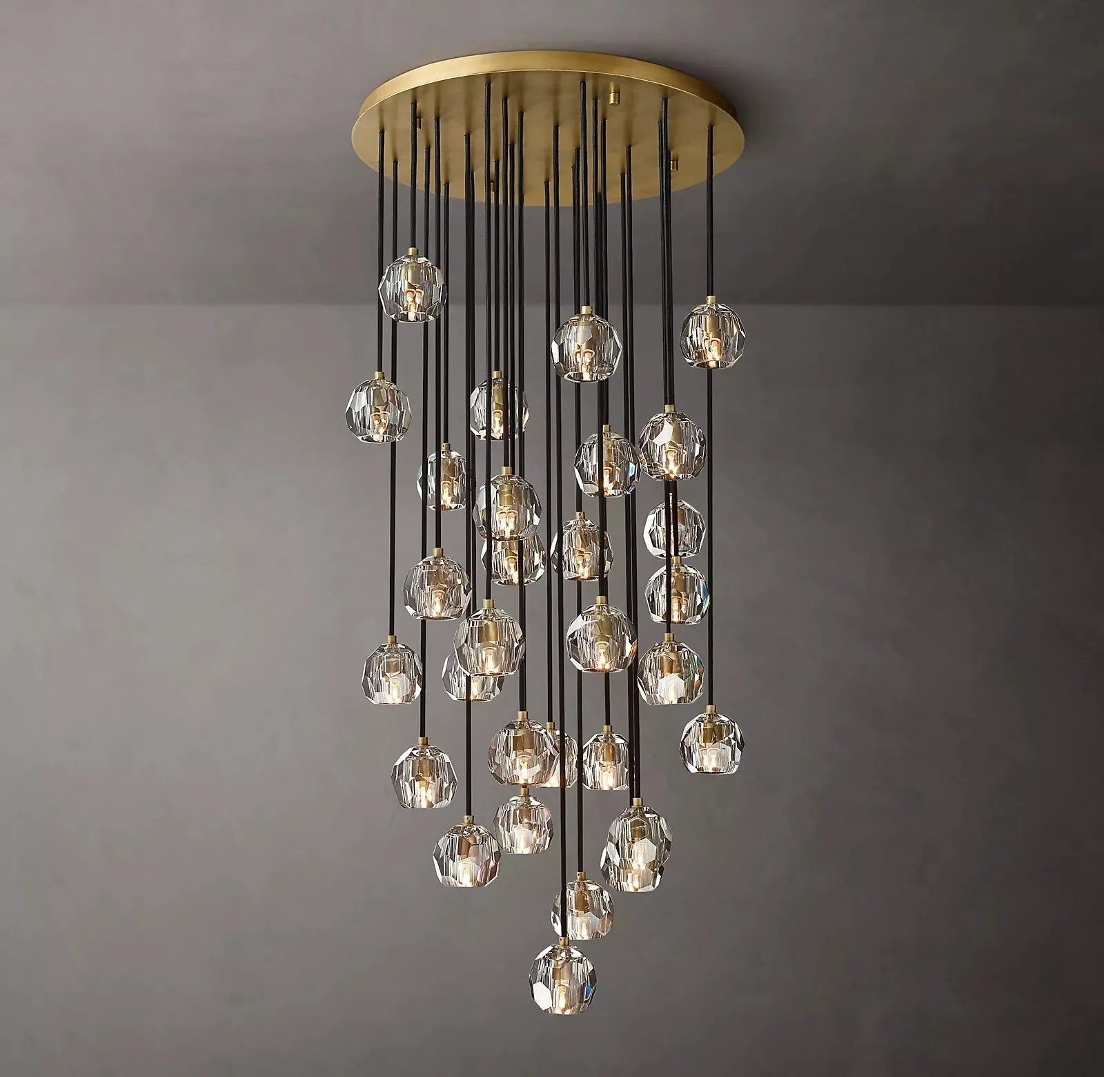 Luxury Boule De Cristal Smoke Glass Ball Round Cluster Chandelier Lighting 30"