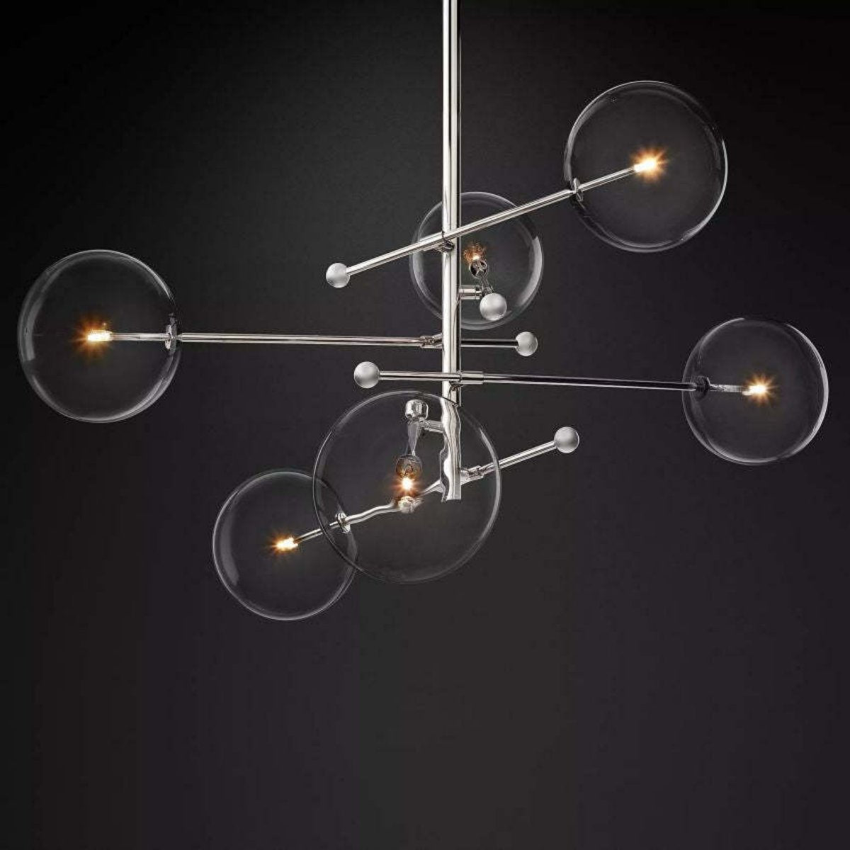 Sierra Glass Globe Modern Statement Six-Arm Chandelier Lights 55"