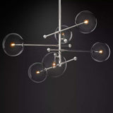 Sierra Glass Globe Modern Statement Six-Arm Chandelier Lights 55"