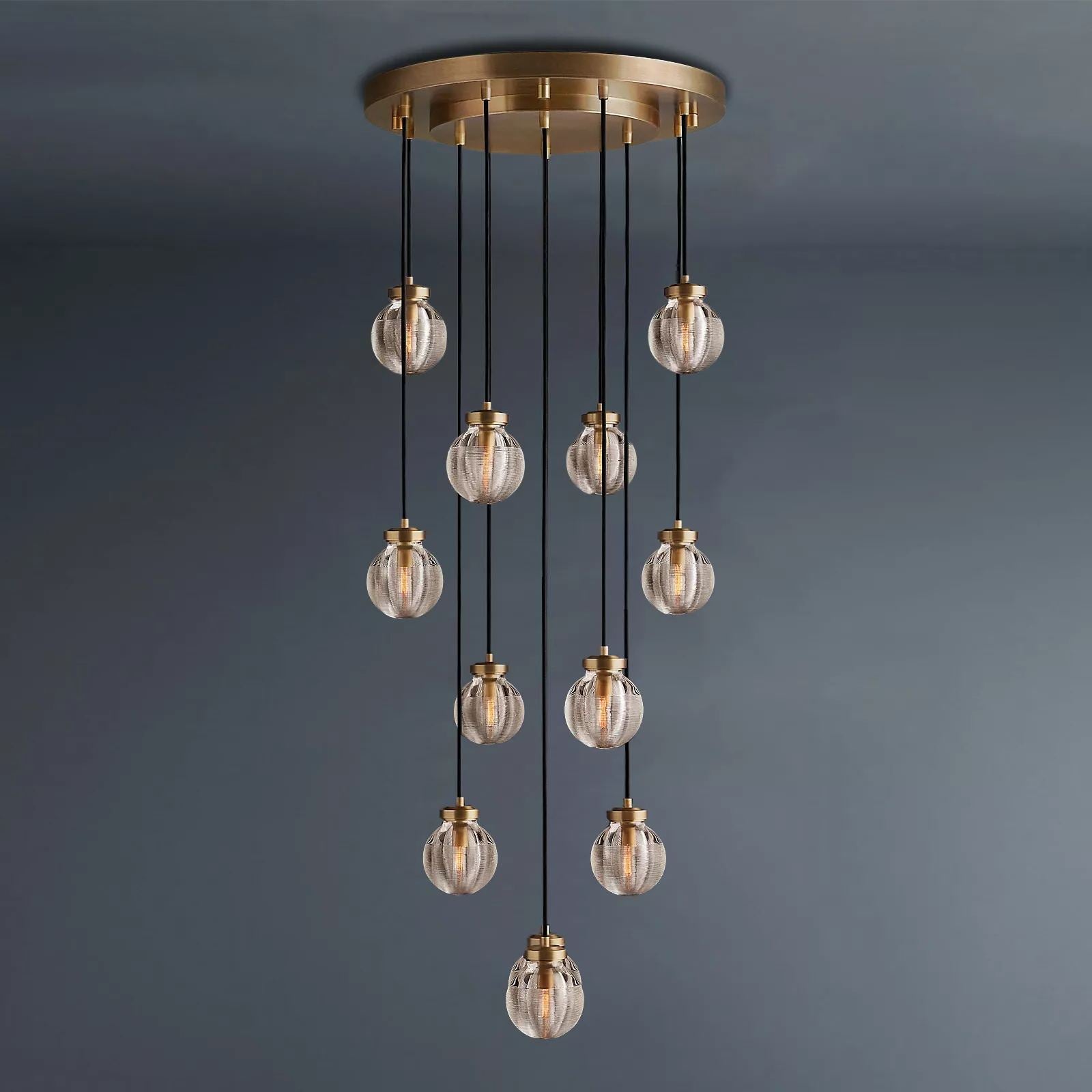 Pearly Round Chandelier 22" Vintage Artistic Ceiling Light