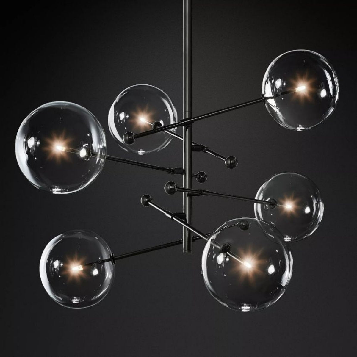 Sierra Glass Globe Modern Statement Six-Arm Chandelier Lights 55"